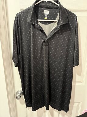 Greg Norman Collection Black Polo with Micro Dot Print